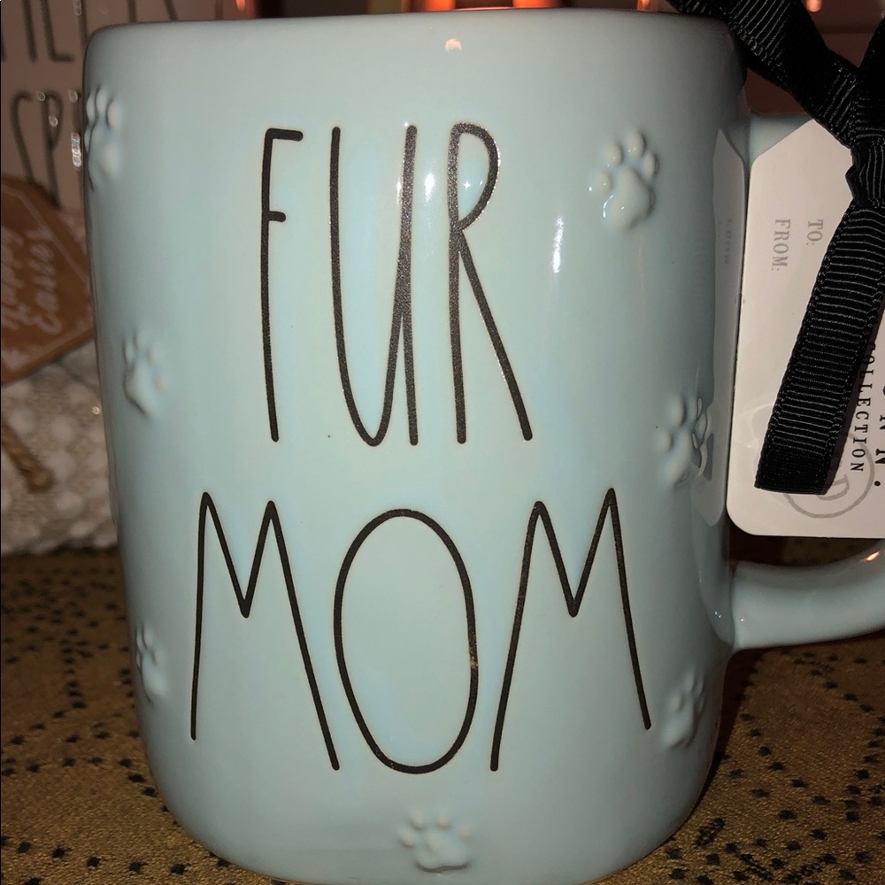 Rae Dunn FUR MOM Mug Light Blue/Raised Paw Prints - Picture 3 of 10